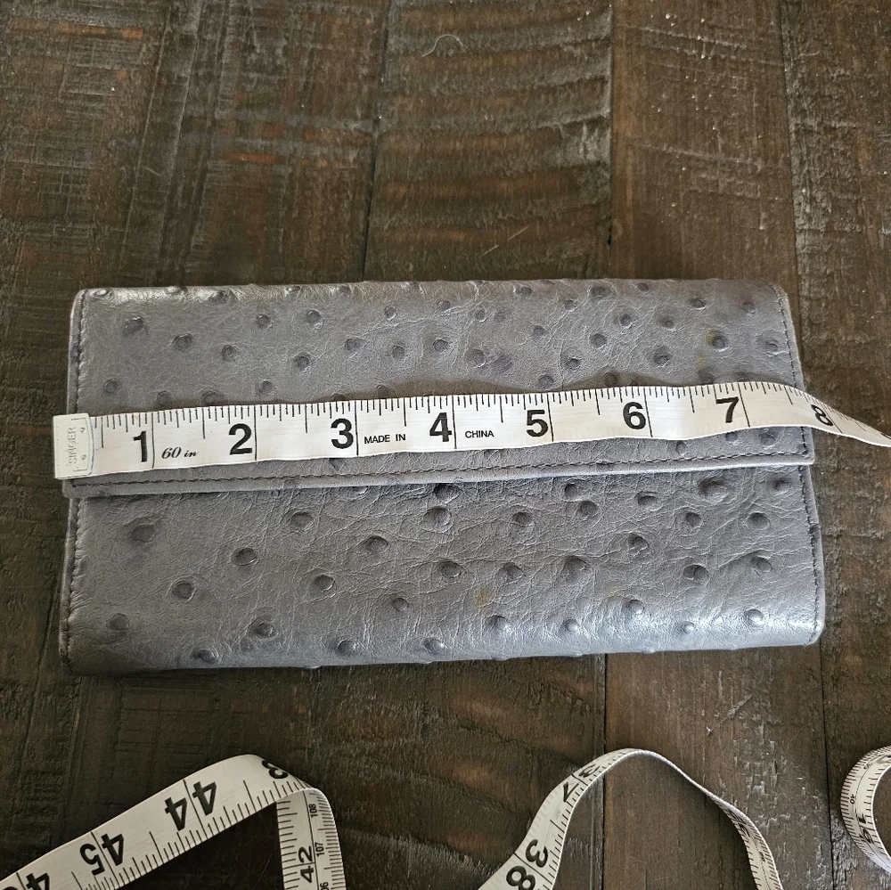 Furla Gray Ostrich Embossed Continental Quiet‎ Luxury Wallet